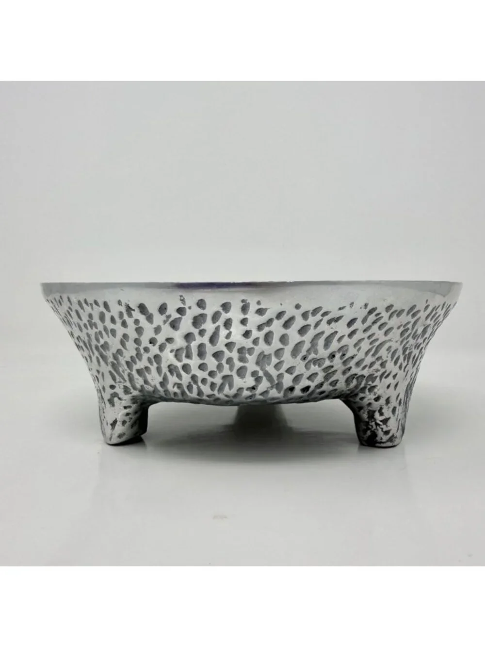 Mexican Hammered Metal Footed Bowl & Tray Set